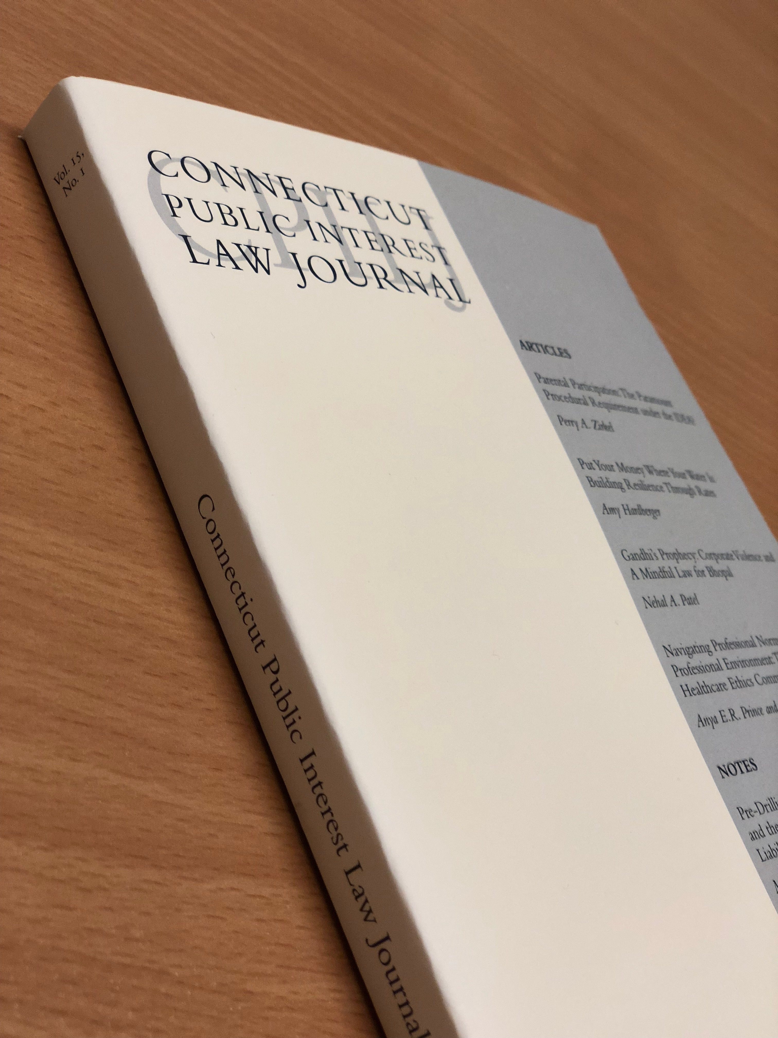 Image of printed Connecticut Public Interest Law Journal